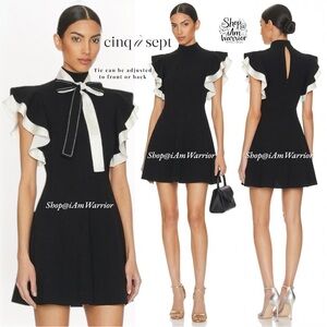 Cinq à Sept NWT Silk Ruffle Sleeve Tie-Neck Mini Dress *Shop@iAmWarrior
